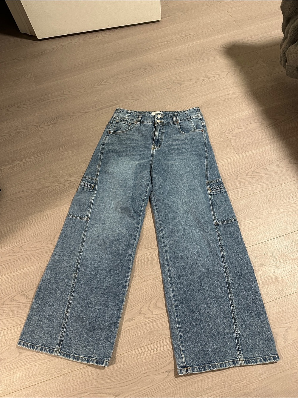 Habitual Light Blue Wide-Leg Cargo Jeans